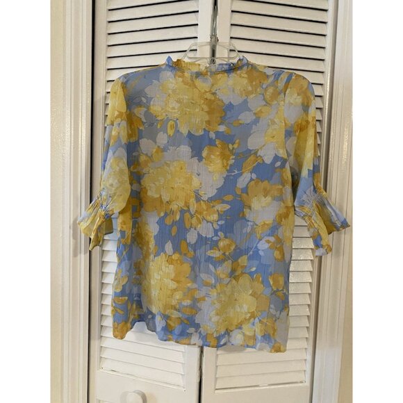 Counterparts Womens Multicolor Floral top Blouse Boho Sz S cottagecore Sheer - Picture 2 of 7